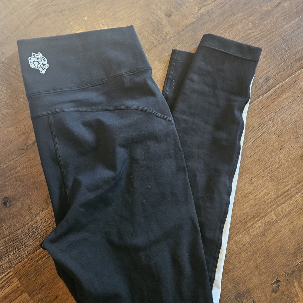 Darc Sport Black Leggings with White Side Stripe and Logo